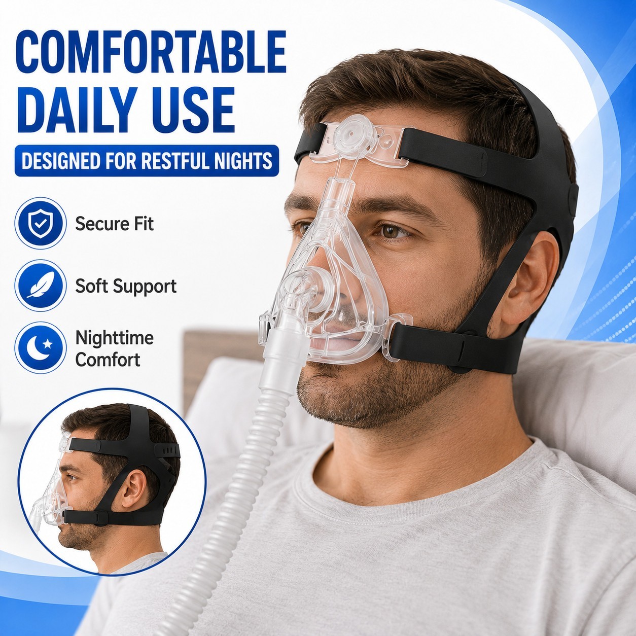 4 Pack CPAP Headgear Strap Replacement Soft Stretch Daily Backup Set