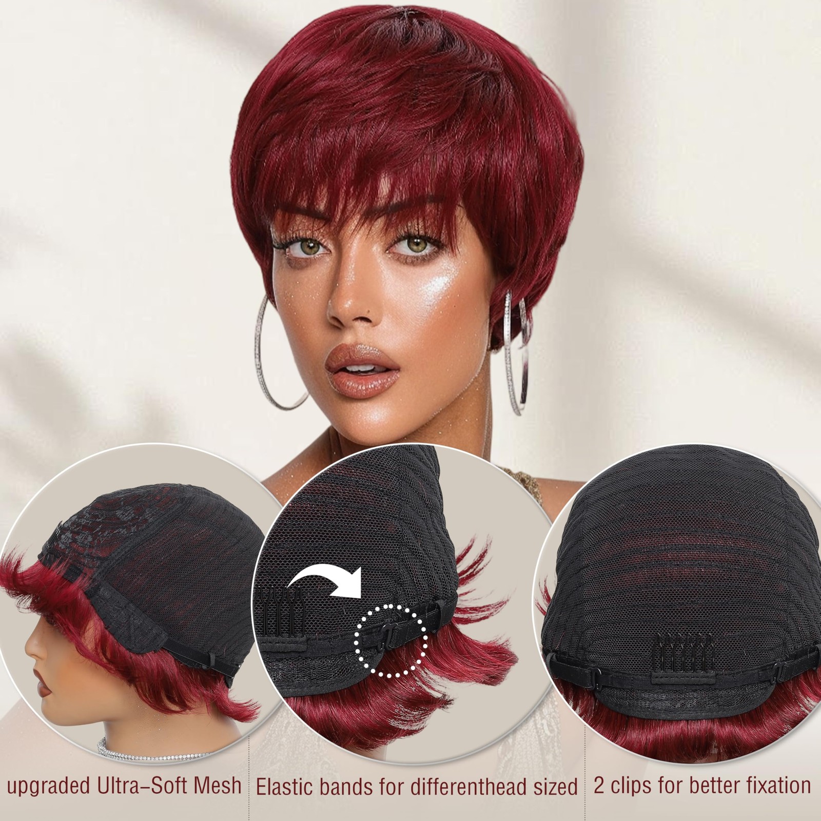 Short Pixie Cut Human Hair Wig For Black Women Human Hair Glueless None Lace …