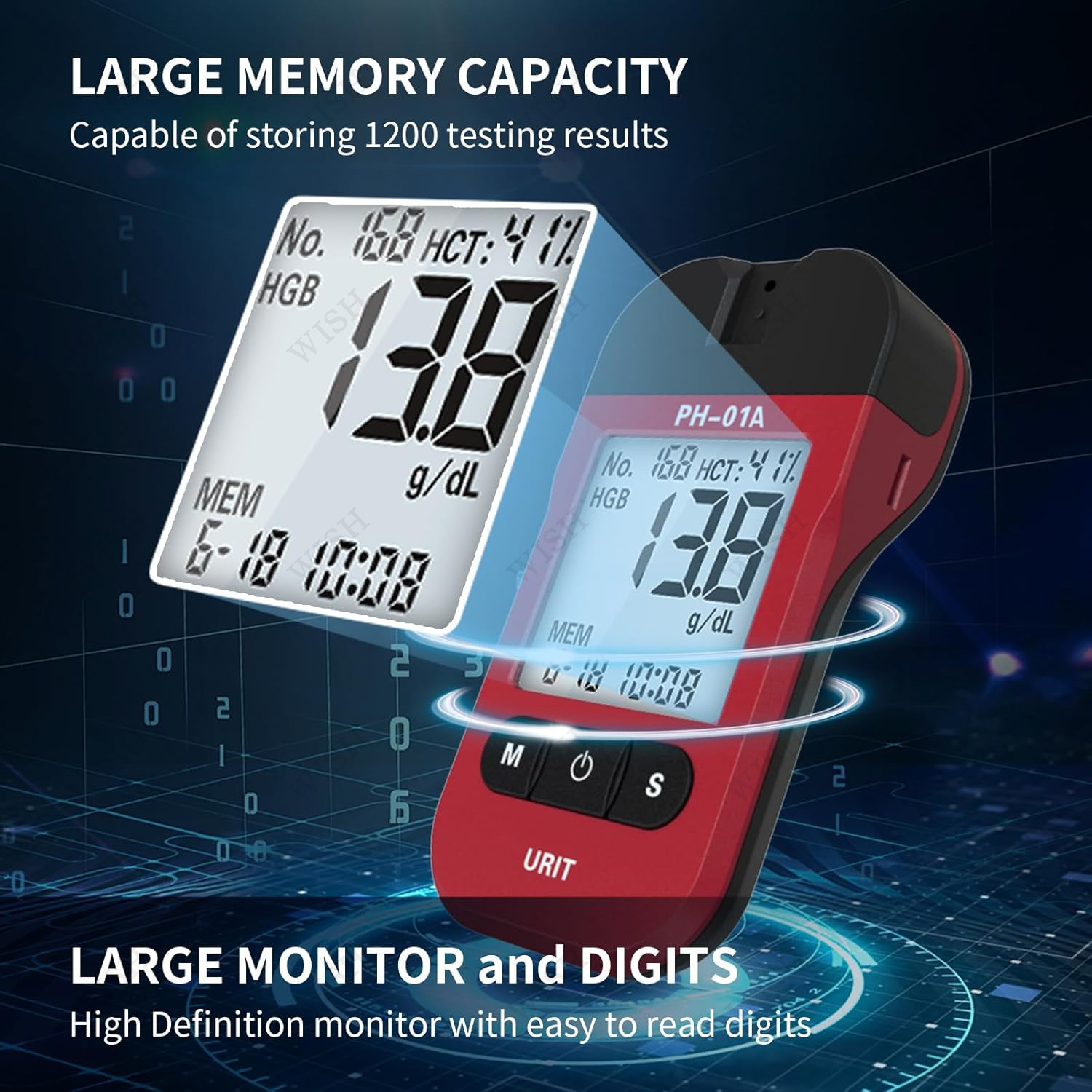 URIT Hemoglobin Analysis Tester Meter Home Hb Analyzer Anemia Tester Strip Heme