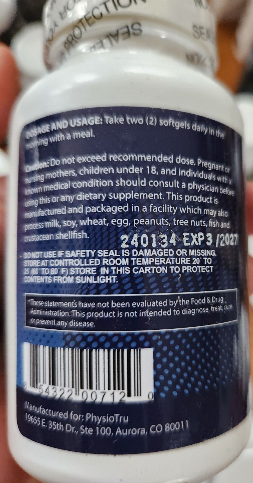 PhysioTru Physio Omega Ultra Pure DPA DHA Avanced Formula 60 Softgel EXP: 2027