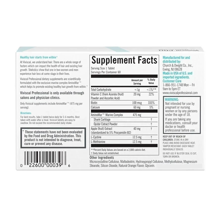 VIVISCAL PRO – Professional Hair Growth Tablets 180 Exp. 12/2027
