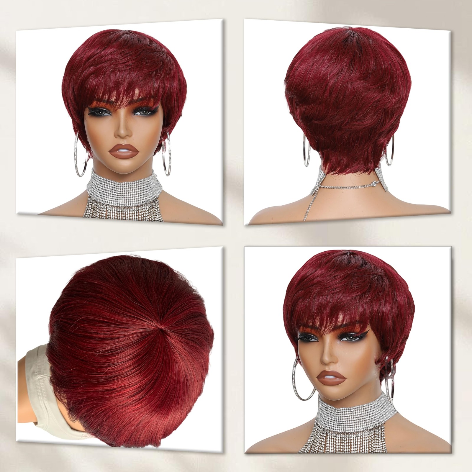 Short Pixie Cut Human Hair Wig For Black Women Human Hair Glueless None Lace …