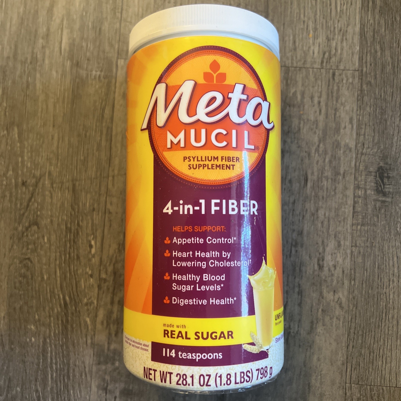 Metamucil 4-in-1 Psyllium Fiber Powder – Unflavored Real Sugar – Exp: 11-2028