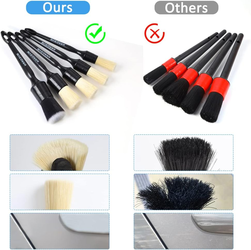 Boars Hair Ultra Soft Detailing Brushes Set, 4 Pcs Premium Natural Boars Bristle