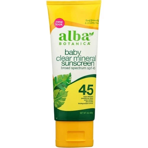 Baby Sunscreen Lotion Clear Mineral Broad Spectrum SPF 45 Alba Botanica