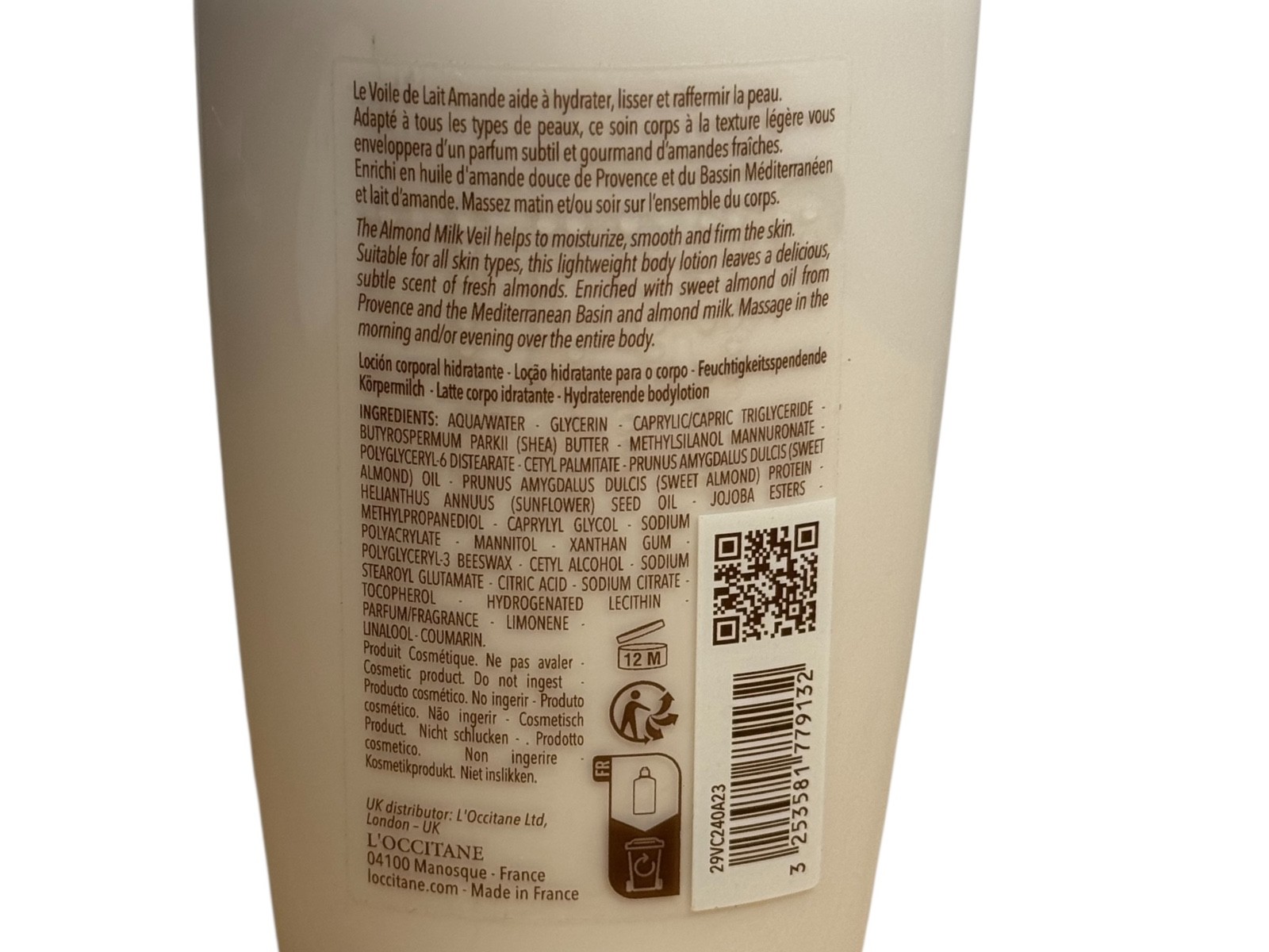 Almond Milk Veil by L’OCCITANE 240ml/8oz Body Lotion NEW Pump