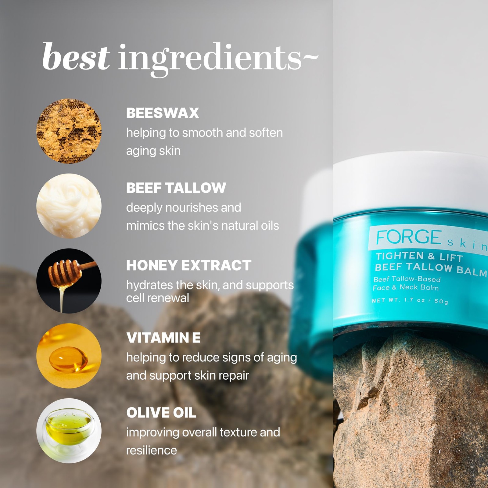 Forge Skin® Tighten & Lift Balm for Women [TALLOW-BASED] – Beef Tallow &…
