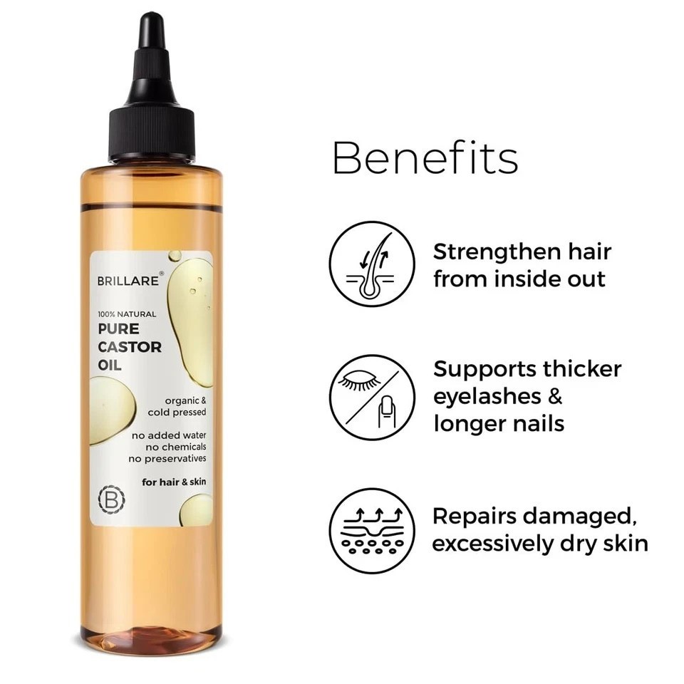 Brillare Cold Pressed Castor Oil | 100% Pure Hair & Skin Moisturizer