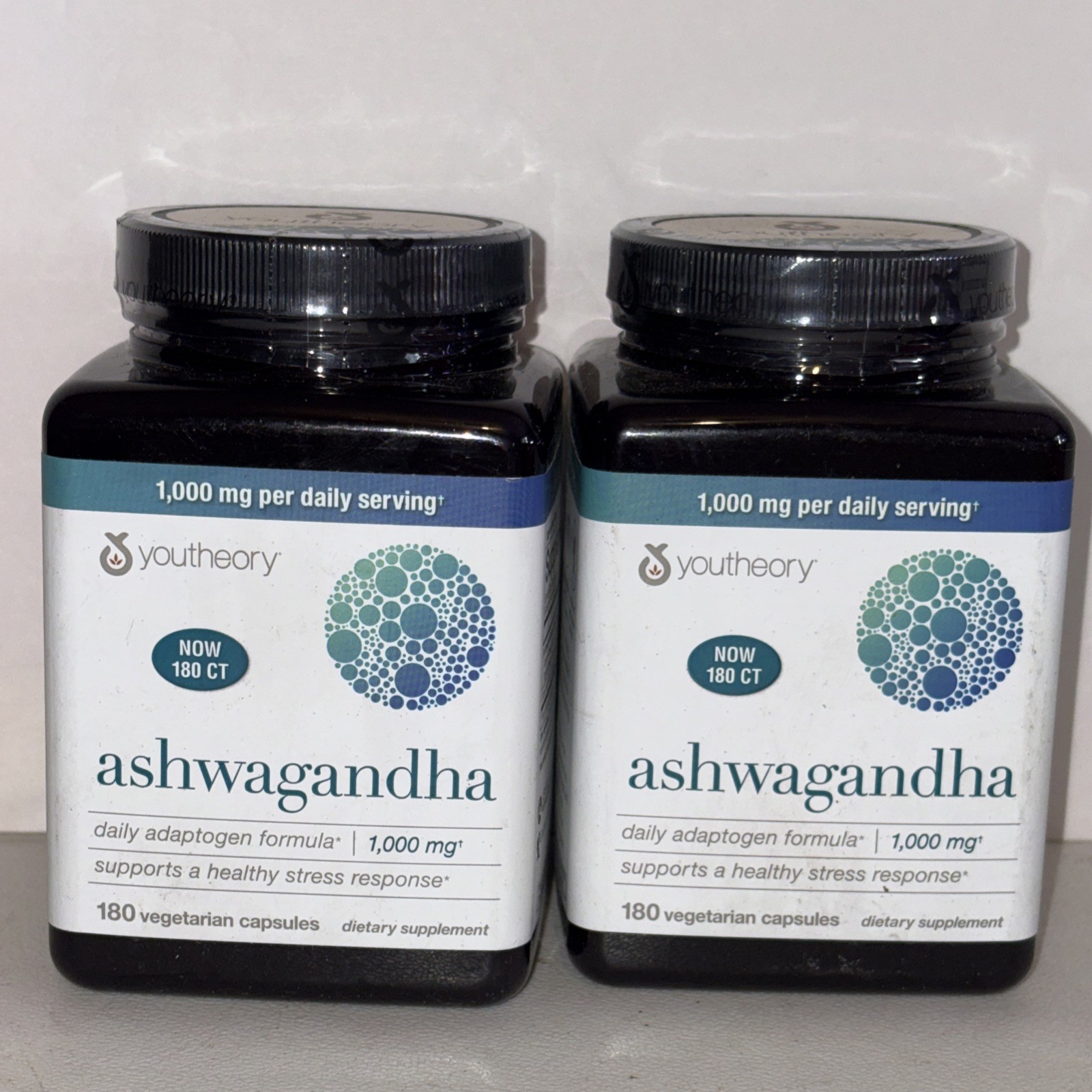 Youtheory Ashwagandha 1000 mg, 180 Vegetarian Ct Two Pack (4-26)