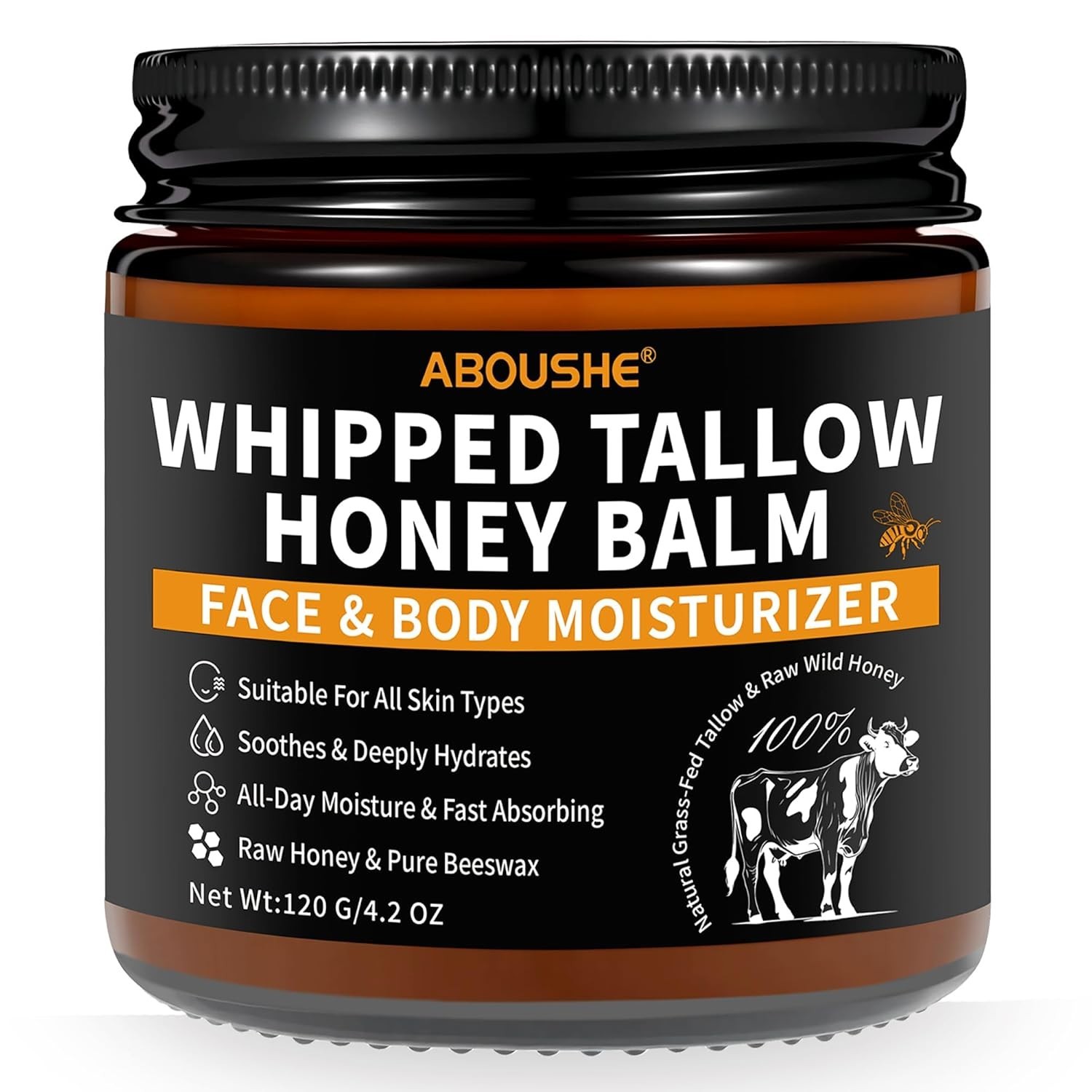 Organic Beef Tallow Honey Balm Face Body Moisturizer Unscented 4.2oz