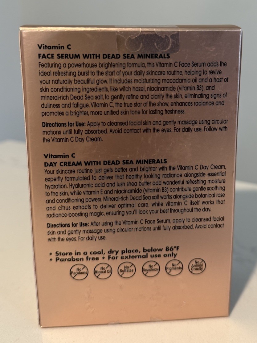 Vitamin C set Day Cream + Day Face Serum W/Dead Sea Minerals NEW Israel