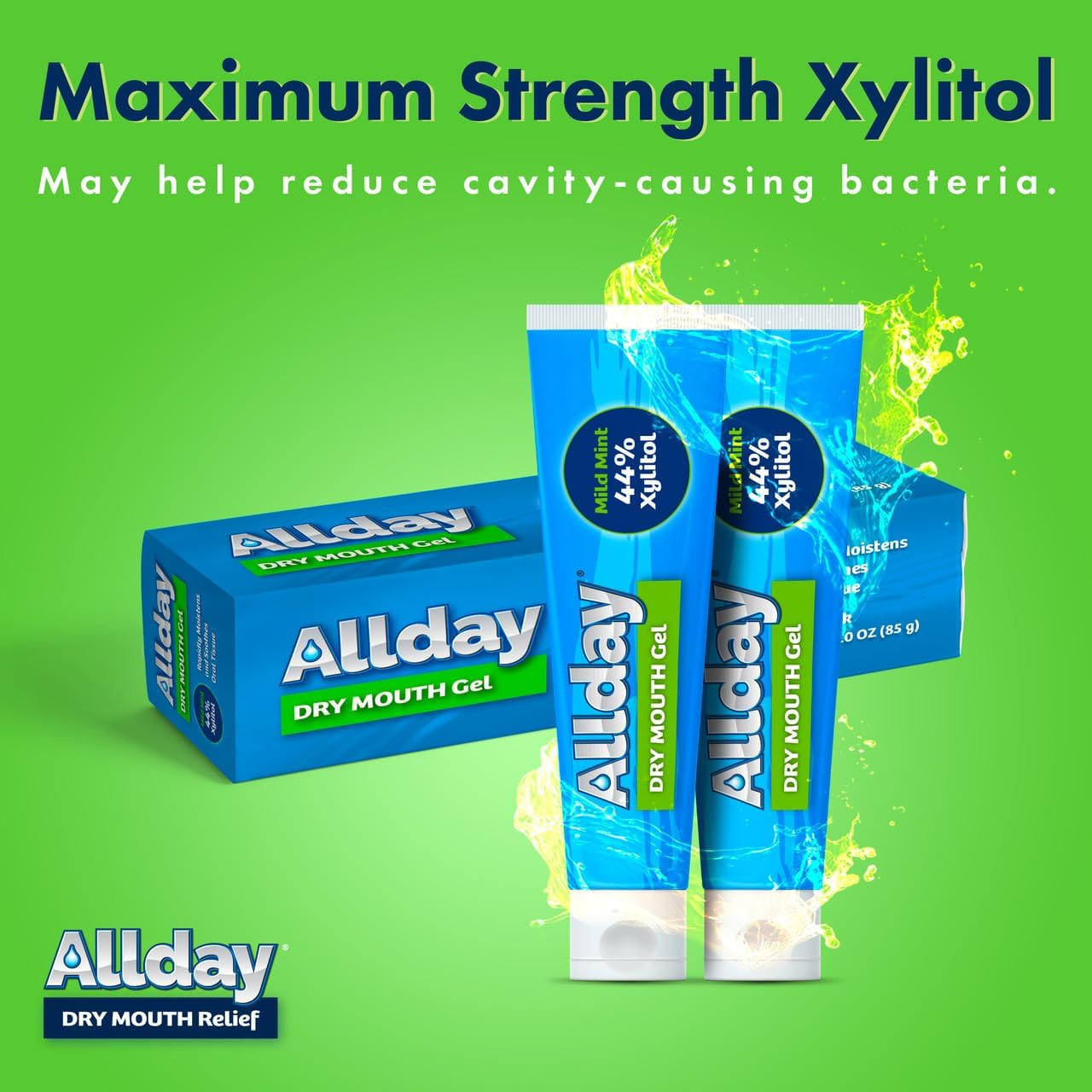 Allday Dry Mouth Treatment Gel – Maximum Strength Xylitol, Fast Acting, Non-Acid