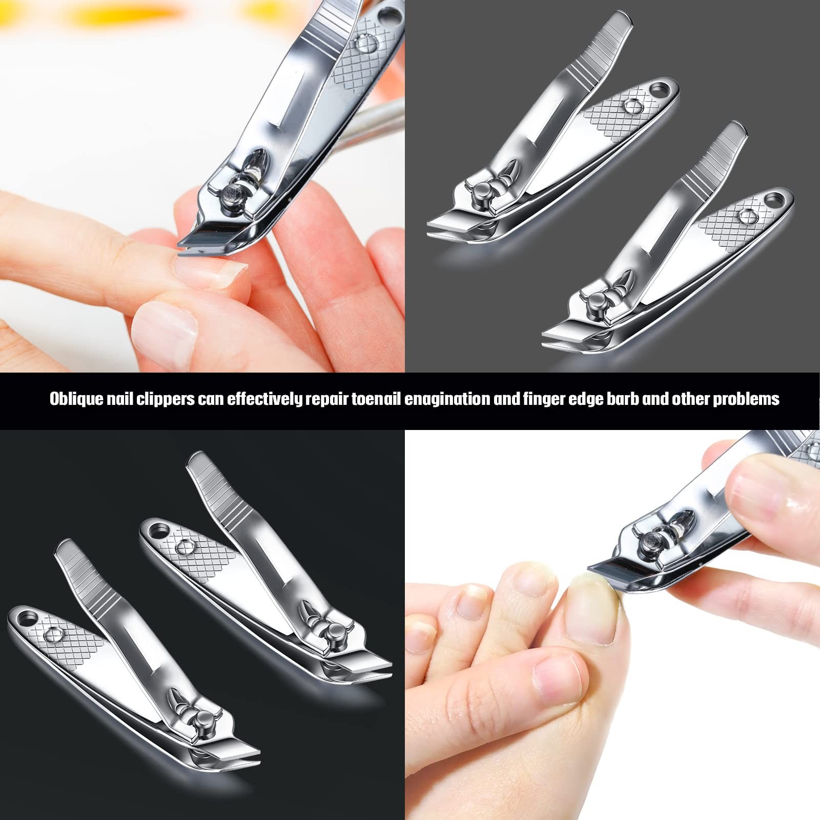 12 Pcs Nail Clippers for Women Slanted Edge Metal Side As Picture Show