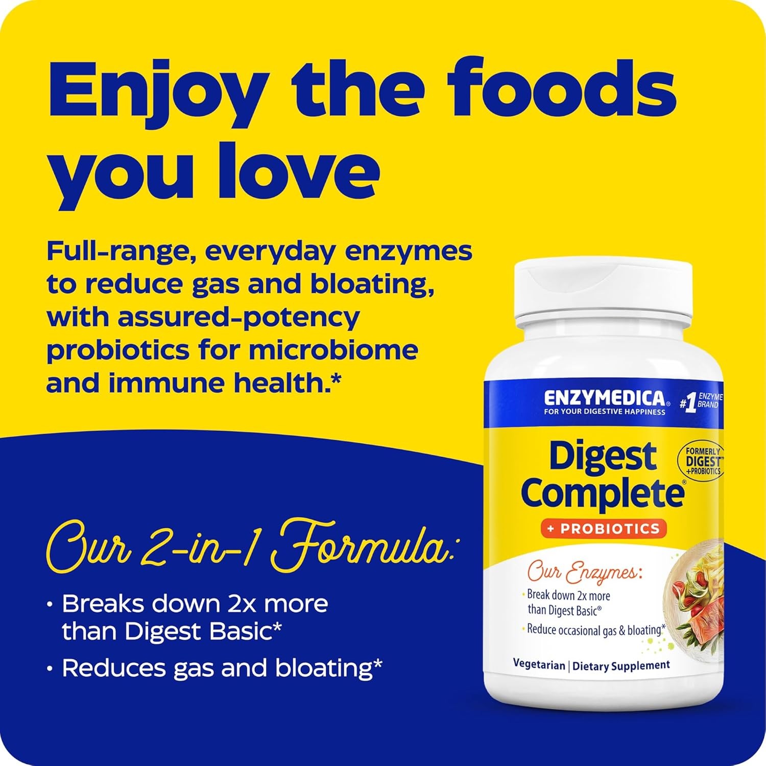 Enzymedica, Digest Complete + Probiotics, Full-Range, Everyday Enzymes with 800