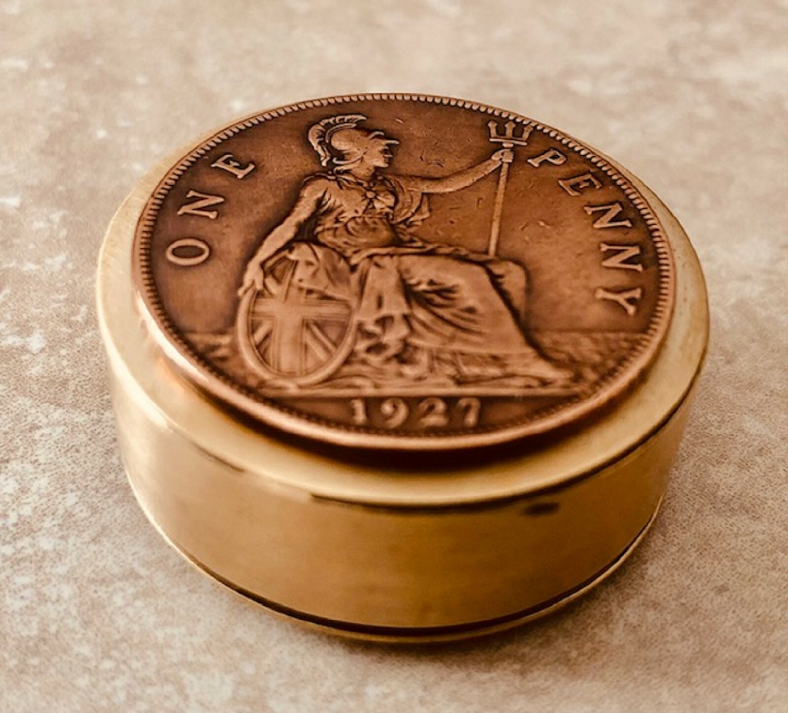 British Coin Pill Box Britain Large Penny – Rare, Exclusive, Handmade