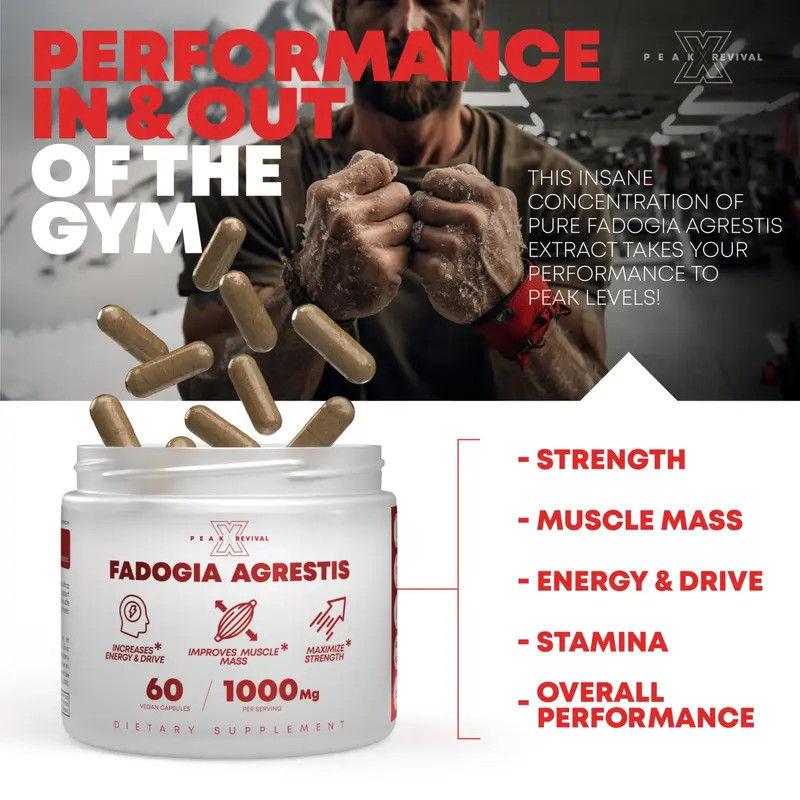 Peak Revival-X Fadogia Agrestis 1000mg, Men Testosterone Support for Muscle Stre