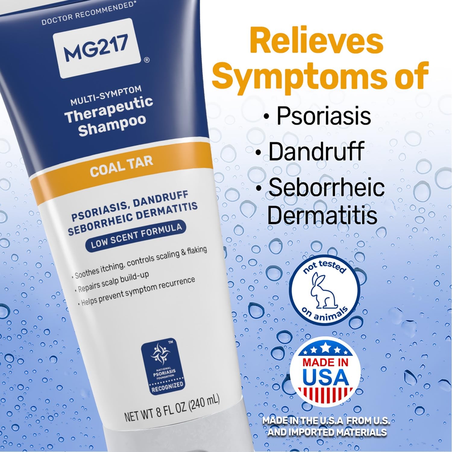 MG217 Psoriasis Shampoo with Coal Tar, Therapeutic Scalp 8 Fl Oz (Pack of 1)