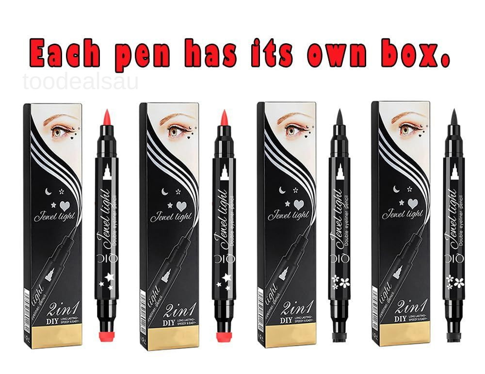 Face Stamp & Eyeliner Set, 4 PCs Red & 4 Count (Pack of 1), red and black