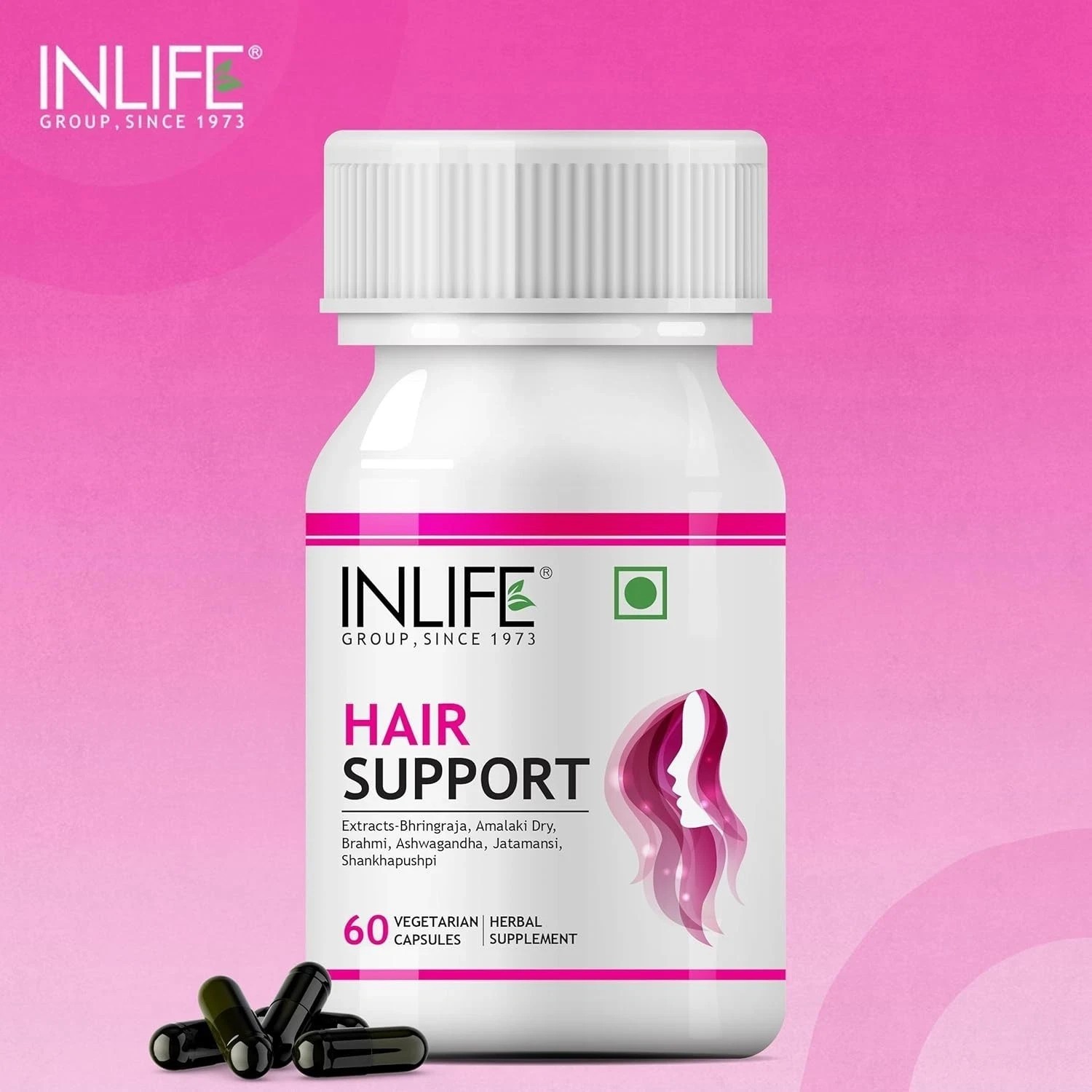 INLINIFE Biotin Supplement for Hair | Sesbania, Bamboo Shoot – 60 Vegetarian Cap