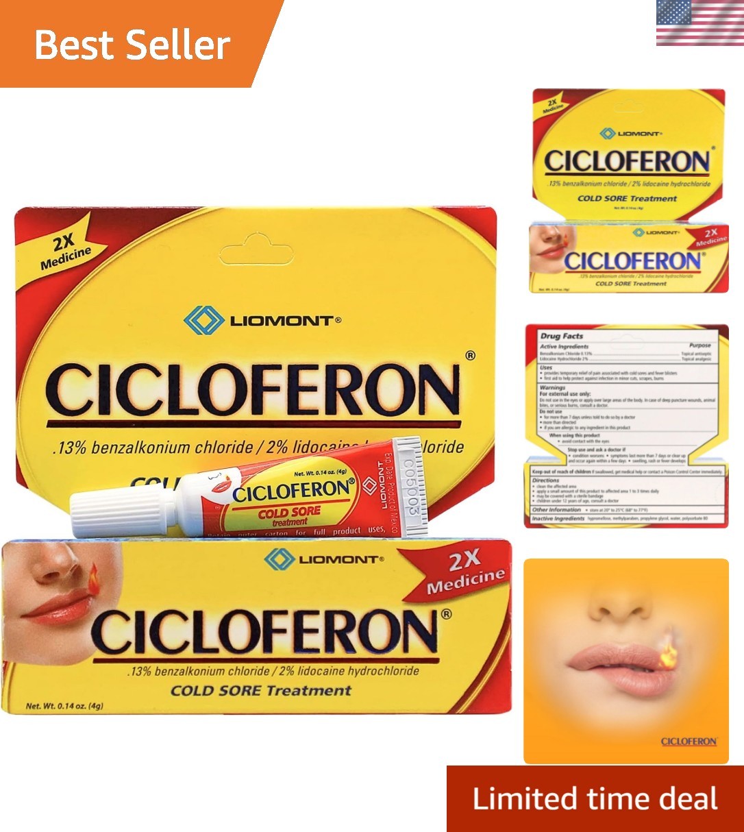 Cold Sore Treatment Gel, Clear, 1 Tube of 0.14 Oz Pack of 1