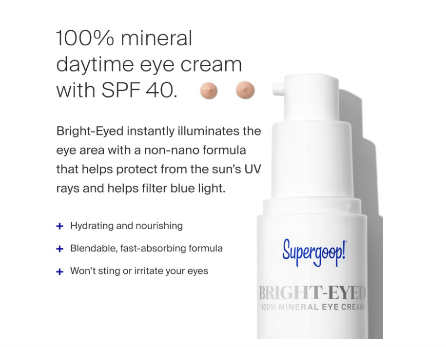 Supergoop! Bright-Eyed 100% Mineral Eye Cream SPF 40 Sunscreen 0.5 fl oz Ex08/27