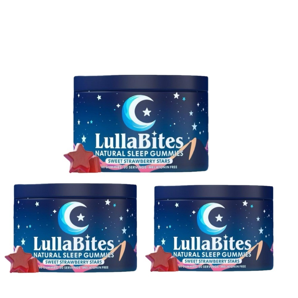 NEW LullaBites Natural Sleep Gummies Strawberry Stars Flavor 60 Gummies