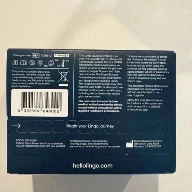 (Pack of 2) Lingo (CGM) & App 4-week plan – Sealed Box Exp 8/31/2026.