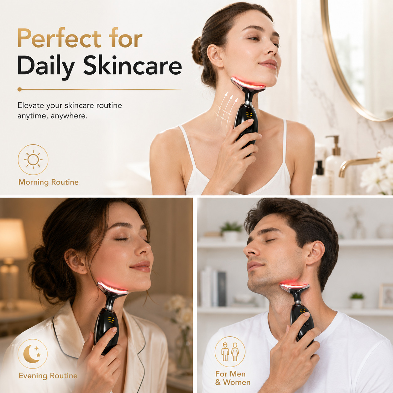 7-in-1 Deplux Face Neck Massager LED Therapy Rechargeable Beauty Device