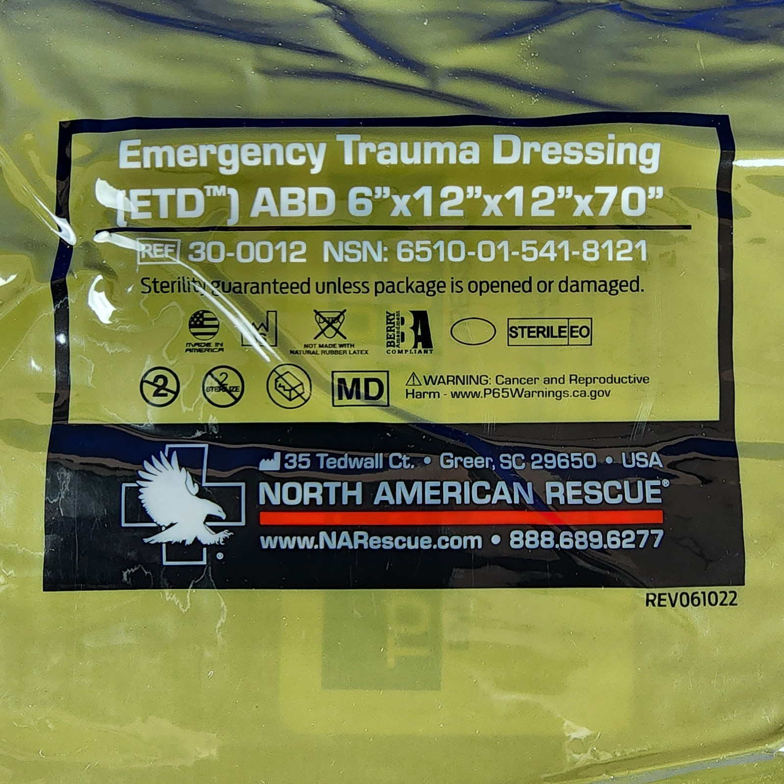 ETD ABD Emergency Trauma Dressing 6x12x12x70 – Includes Pack of Compressed Gauze