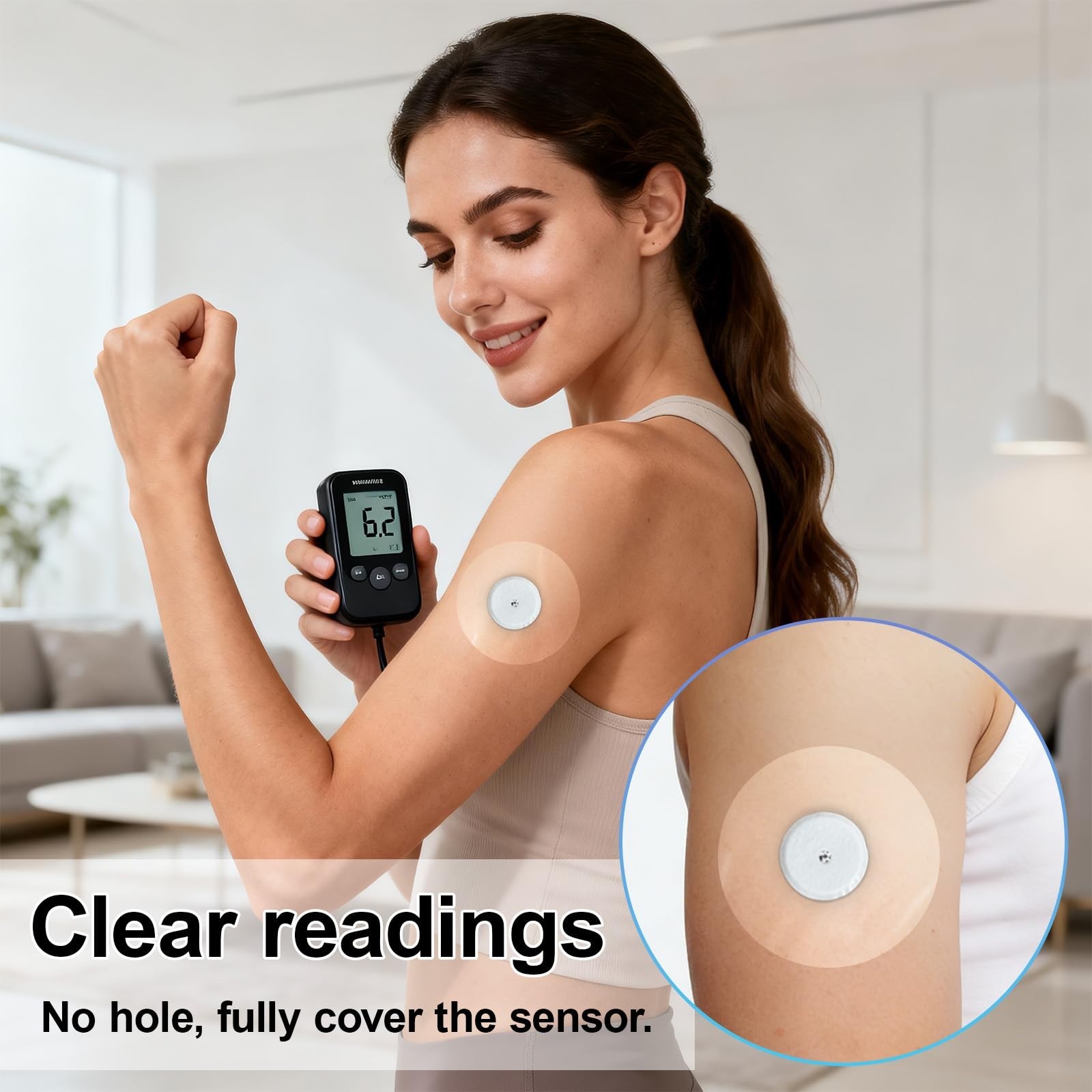Waterproof Sensor Covers 55 Pack, Transparent Adhesive Patch for CGM, 14 Days Fi