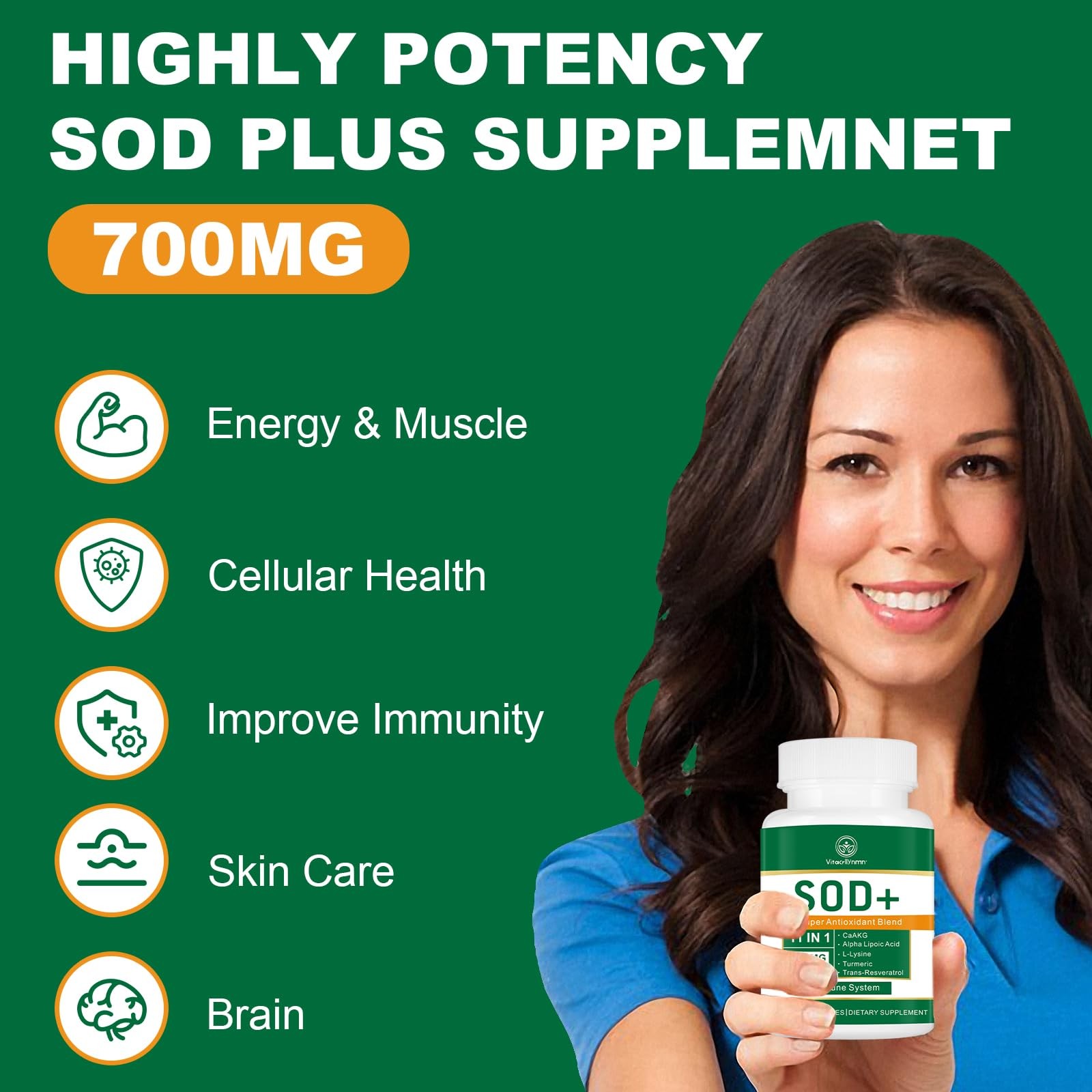 VITACRLLYNMN 700MG Sod Superoxide Dismutase Supplement – 1 Count (Pack of 60)