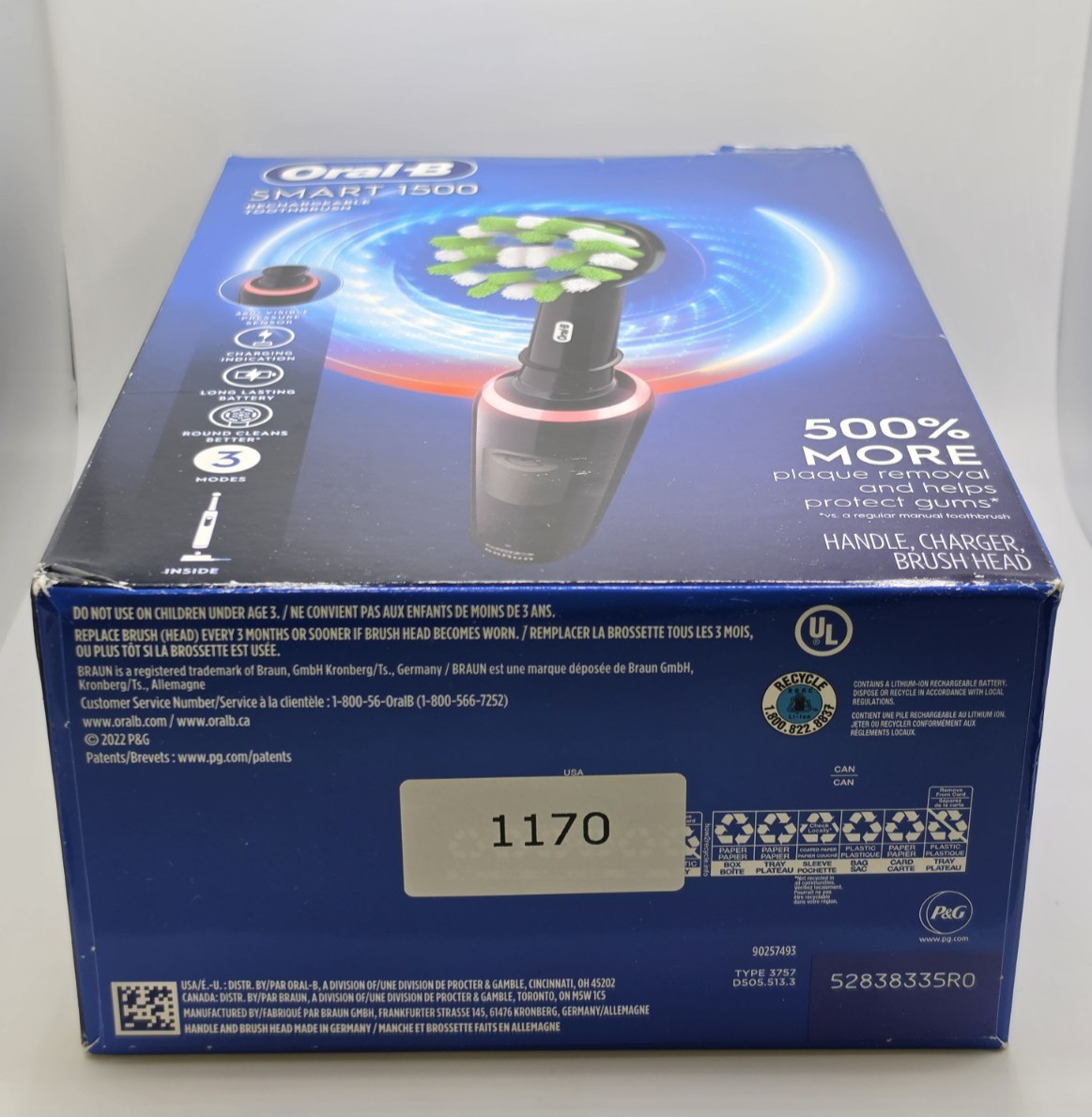 Oral-B Smart 1500 Electric Power Rechargeable Battery Toothbrush, Black – READ