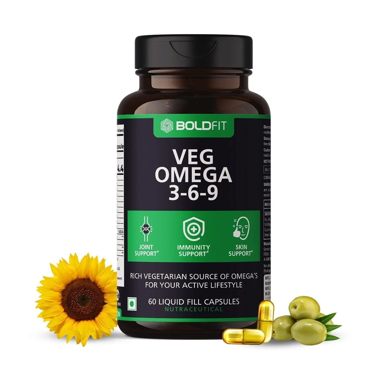 Boldfit Veg Omega 369 Capsules Flaxseed, Borage & Olive Oil 60 Veg caps