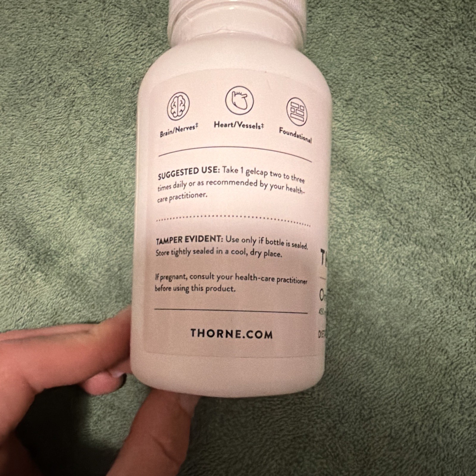 Thorne Omega-3 with CoQ10 No GMOs 60 Gelcaps Heart & Brain Support