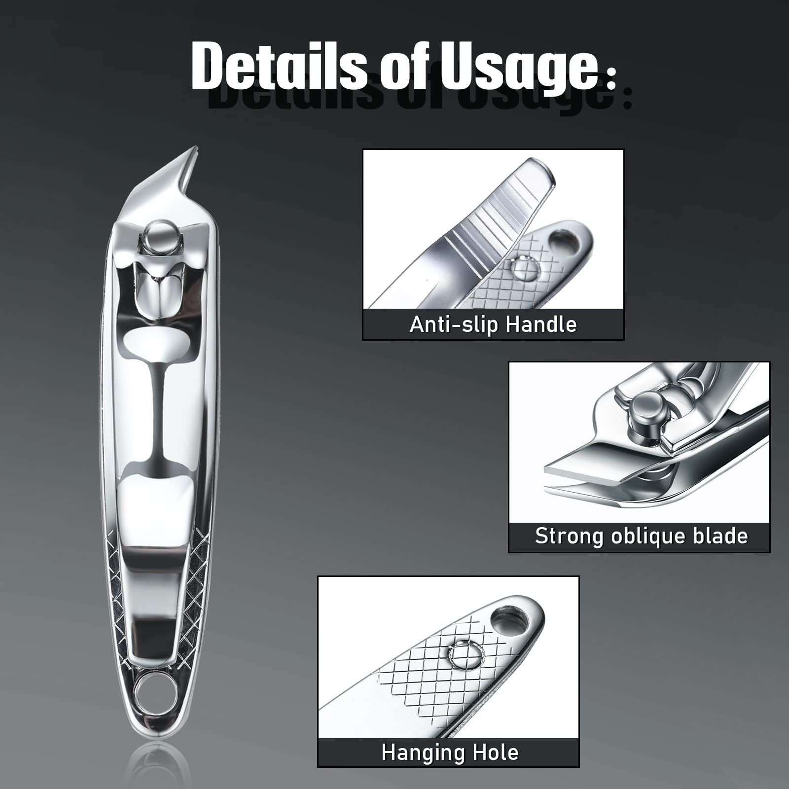 12 Pcs Nail Clippers for Women Slanted Edge Metal Side As Picture Show