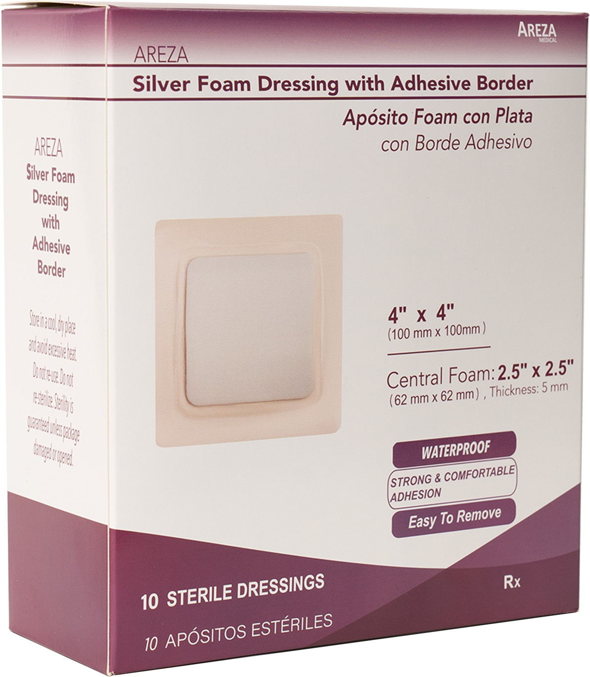 Silver Foam Dressing with Adhesive Border Sterile (Two Sizes Available)