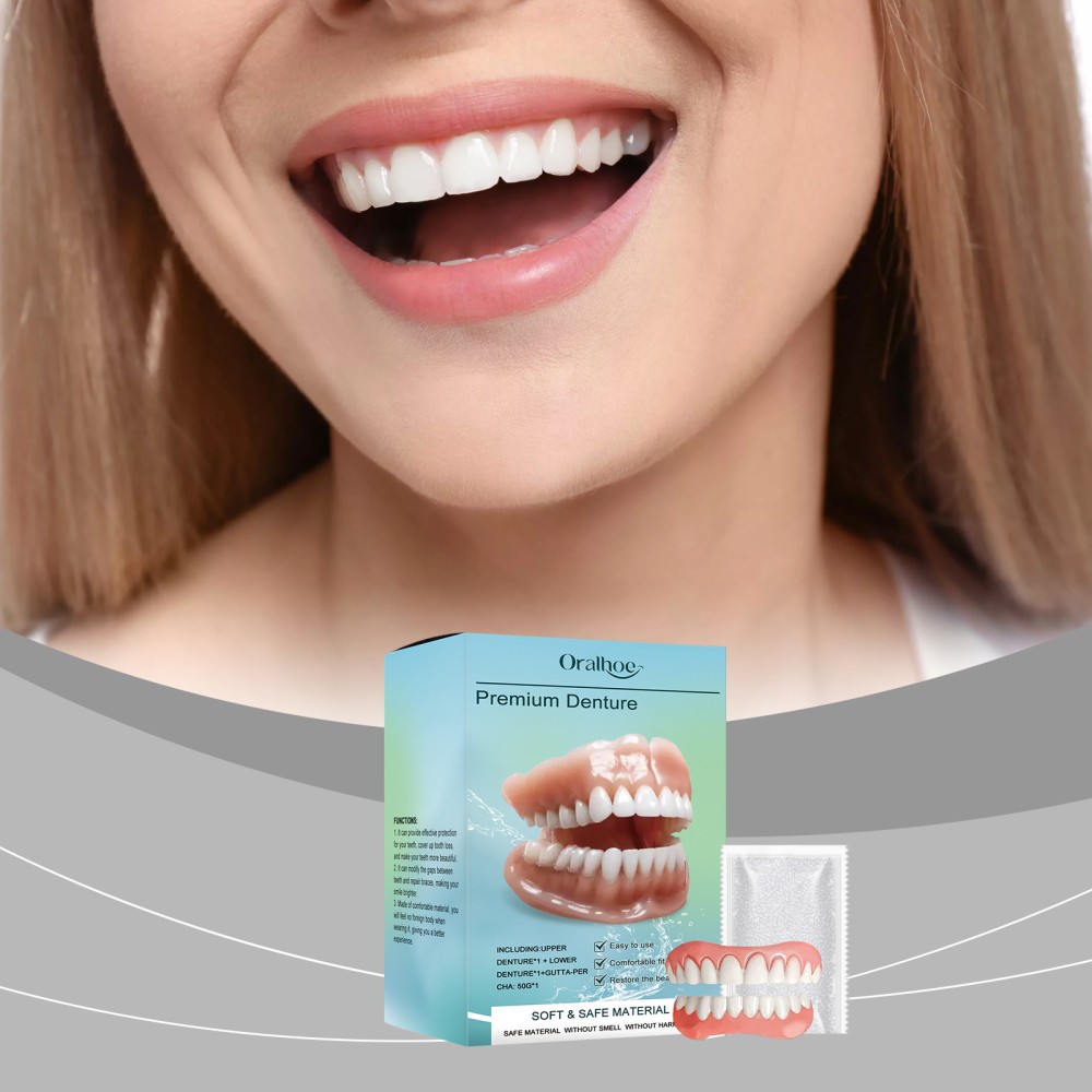2 Pack Full Denture Set for Men and Women Upper and Lower Denture False Teeth