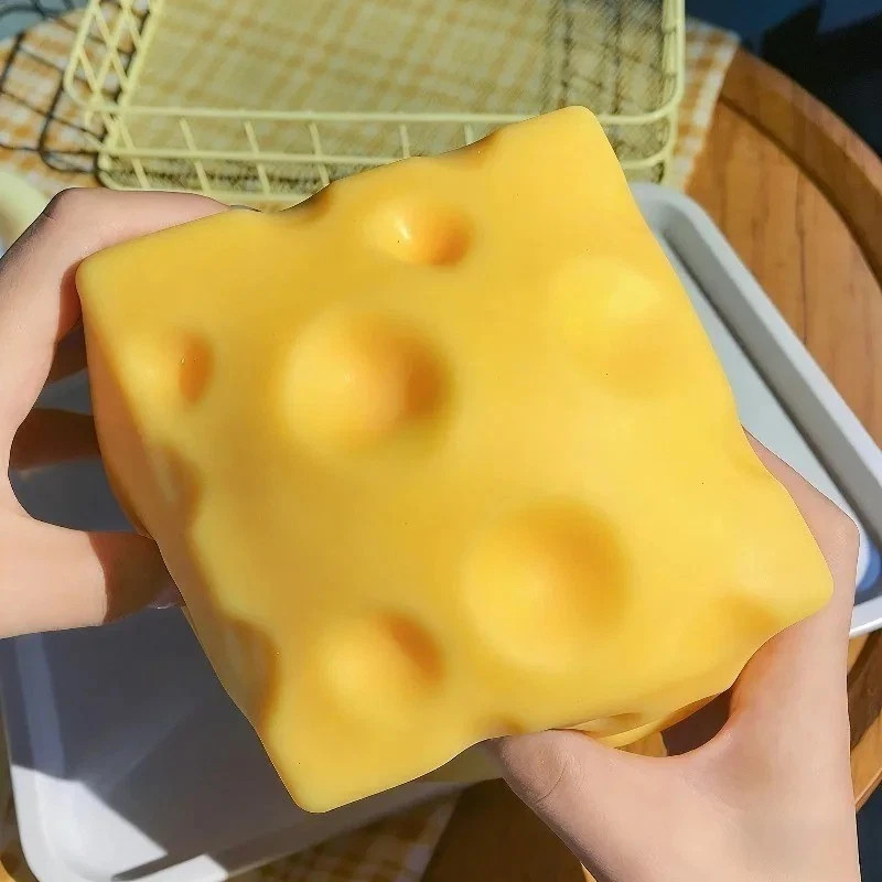 6cm-1pc Squishy Cheese Block, Stress Relief Squeeze Toy Gifts , Cyber Deal