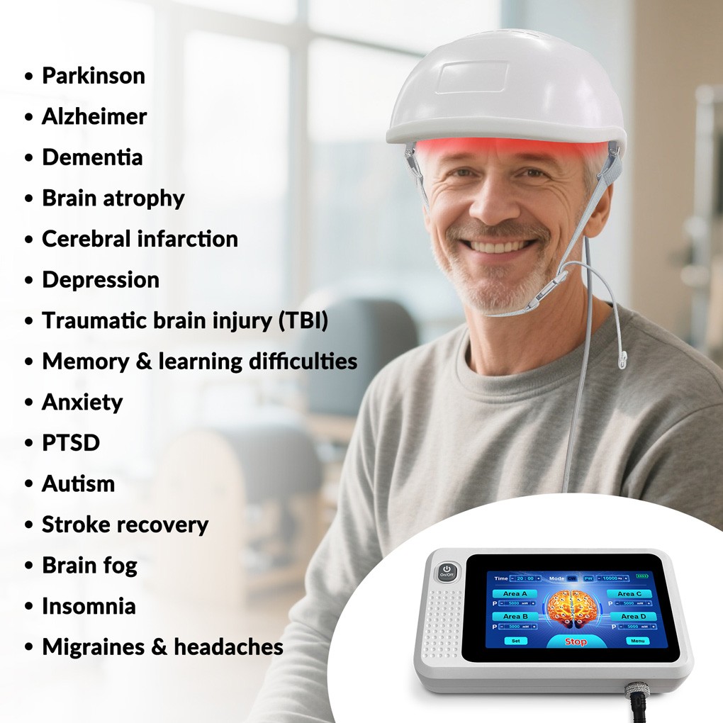 High Power 1070 nm NIR Therapy Helmet for Chronic Migraine Pain and Insomnia
