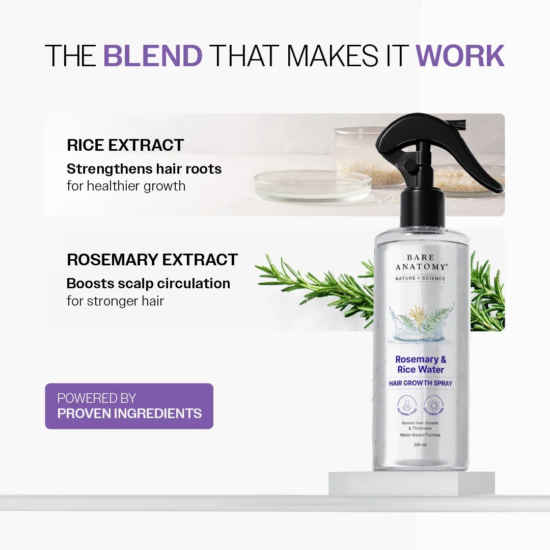 Bare Anatomy Rosemary & Rice Water Hair Growth Spray-200ml