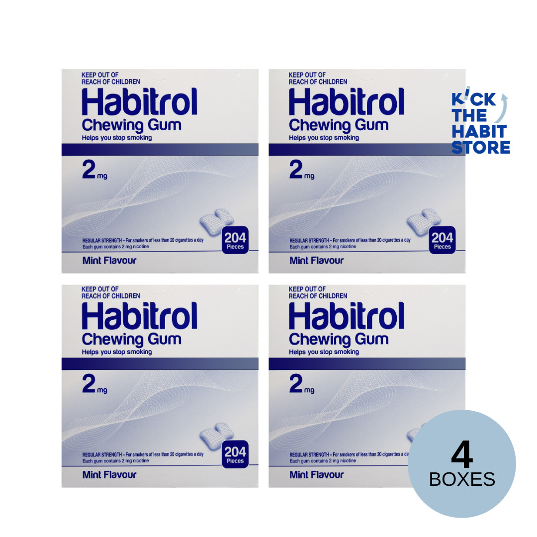 Habitrol Gum 2mg Mint 816 Pieces – 4 Boxes Sugar Free Nicotine Quit Smoking Now