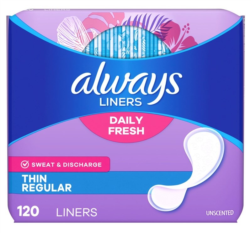 Always Daily Fresh Thin Liners Regular 120 Count Unscented