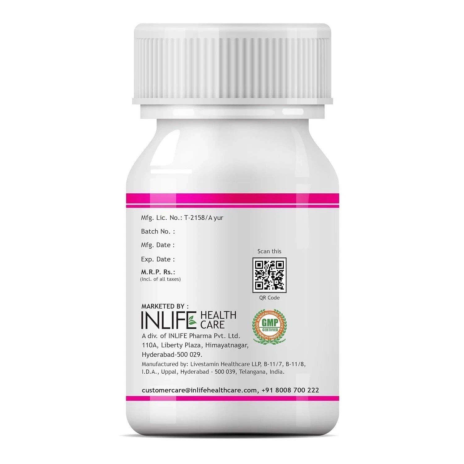 INLINIFE Biotin Supplement for Hair | Sesbania, Bamboo Shoot – 60 Vegetarian Cap