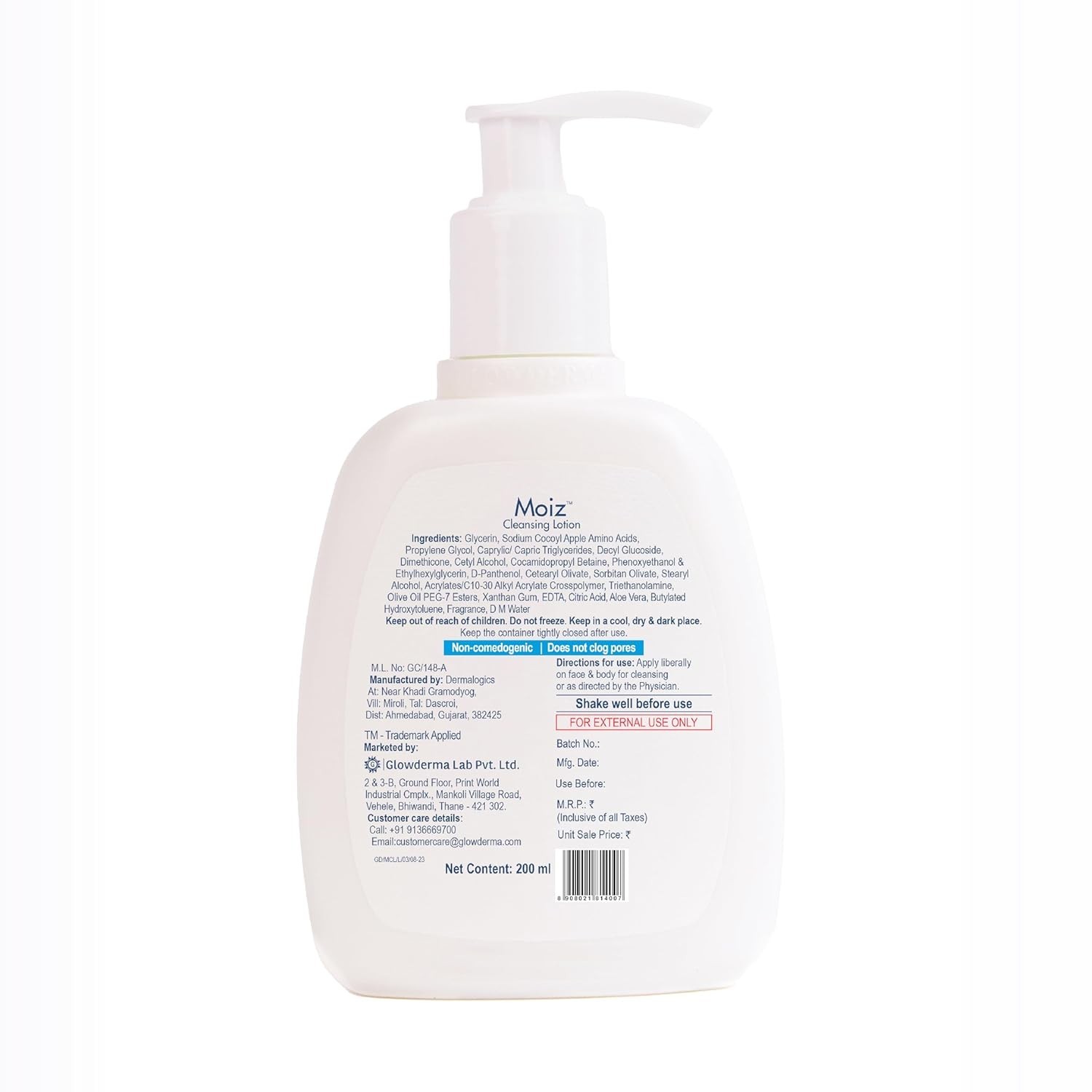 Moiz Cleansing Lotion 200ml for Sensitive & Dry Skin Barrier USA Free Ship