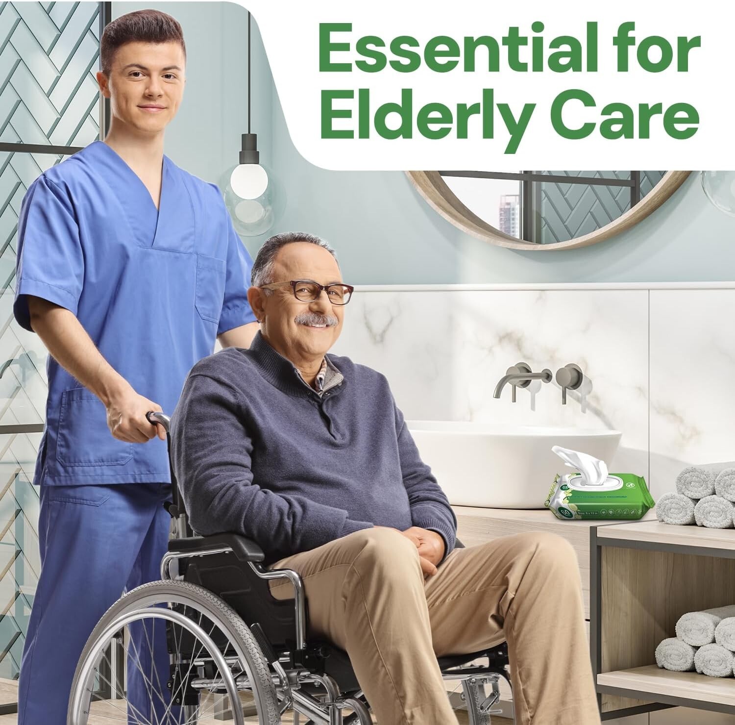Adult Wipes For Elderly Softly Scented – 8×13″ 720ct (12 Packs of 60)