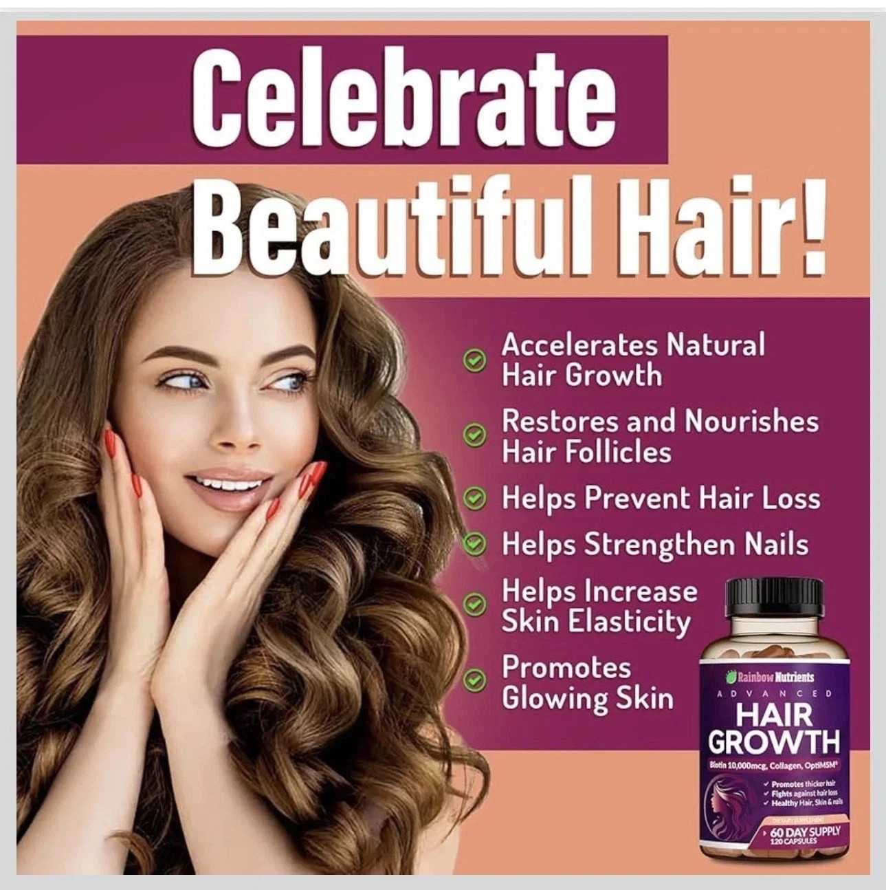 Hair Growth Complex | Biotin Collagen Supplement Prevents Hair Loss & Improves