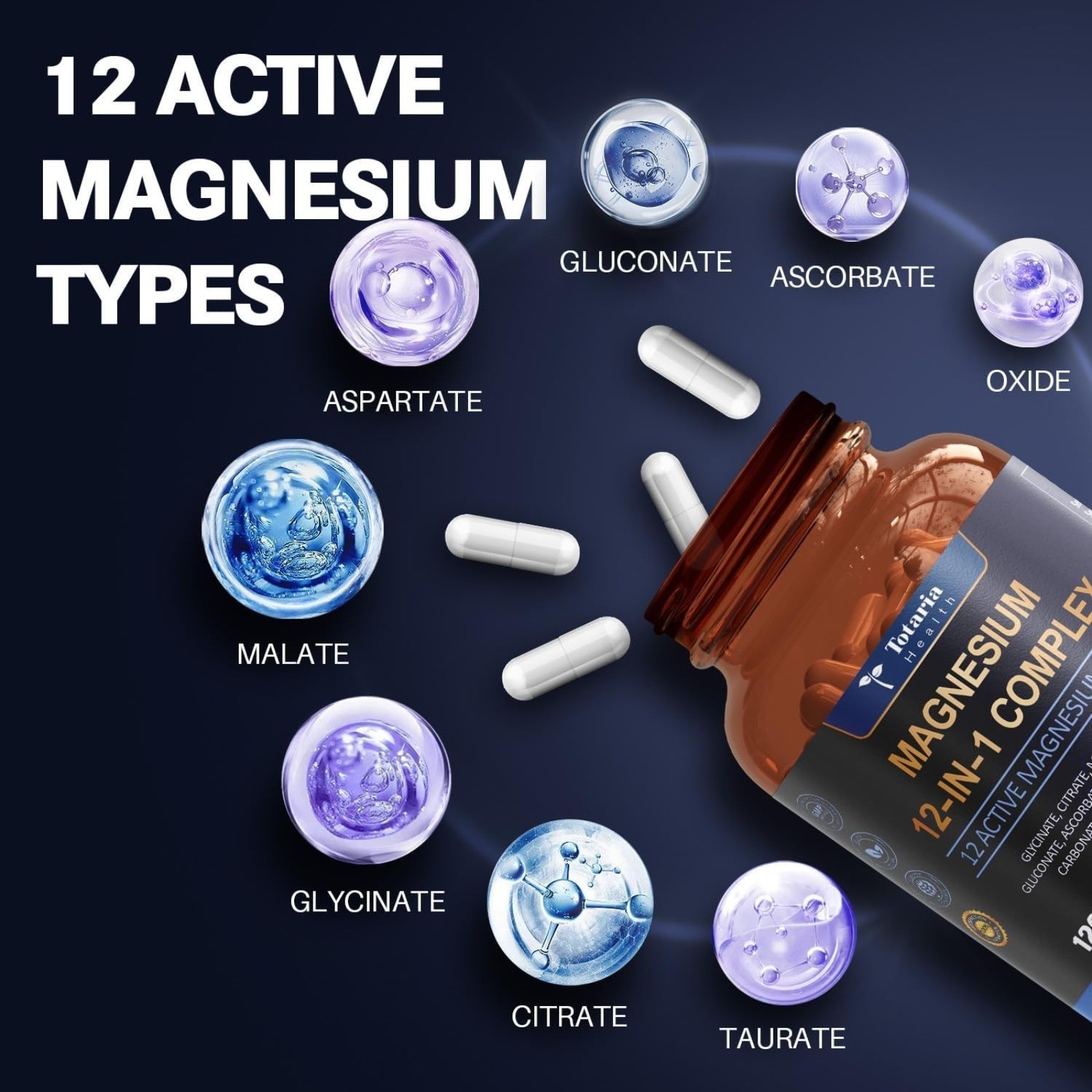 3- boxes Magnesium 12 in 1 Complex 700mg -Glycinate Citrate Malate Taurate Daily
