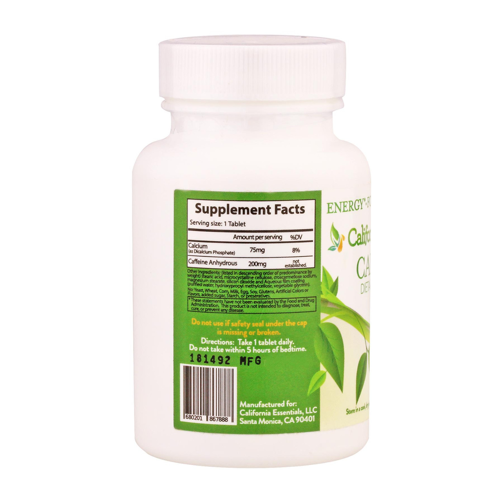 CAFFEINE PILLS FOR ENERGY-200mg CAFFEINE-New-Fresh-Sealed-Free Ship