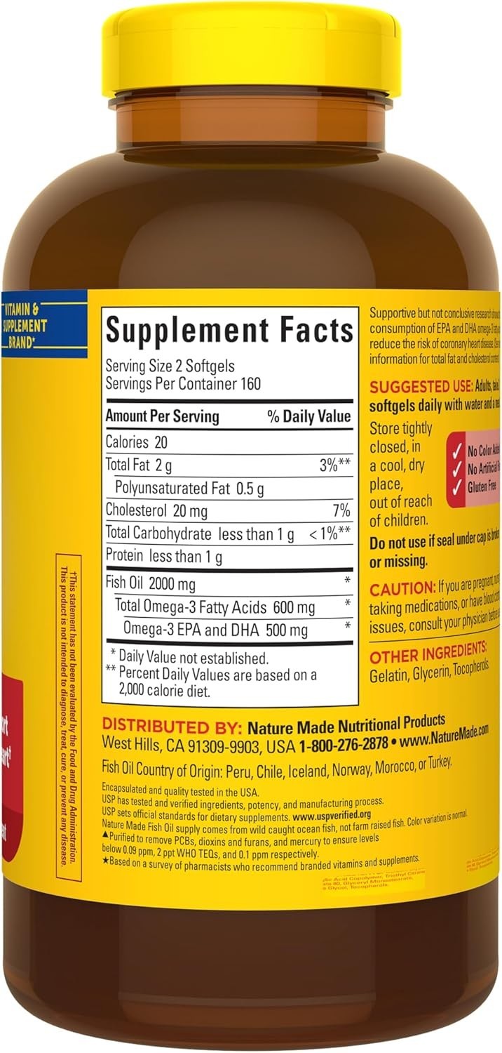 Omega-3 Fish Oil Softgels for Heart Health – 320 Count