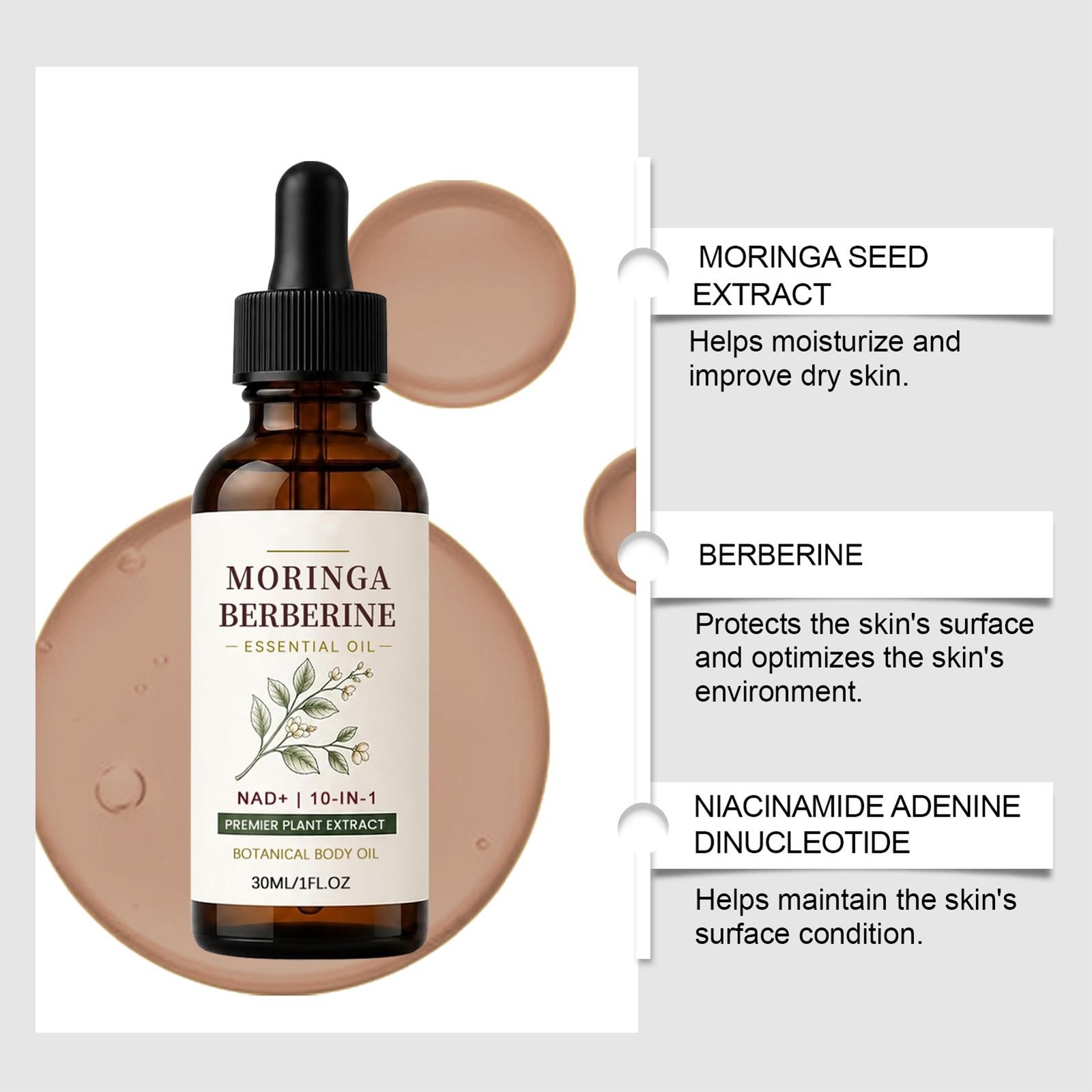 Moringa Berberine Oil – Essential Oil 30ml, With Ginger Root, Jojoba & Vitamin E
